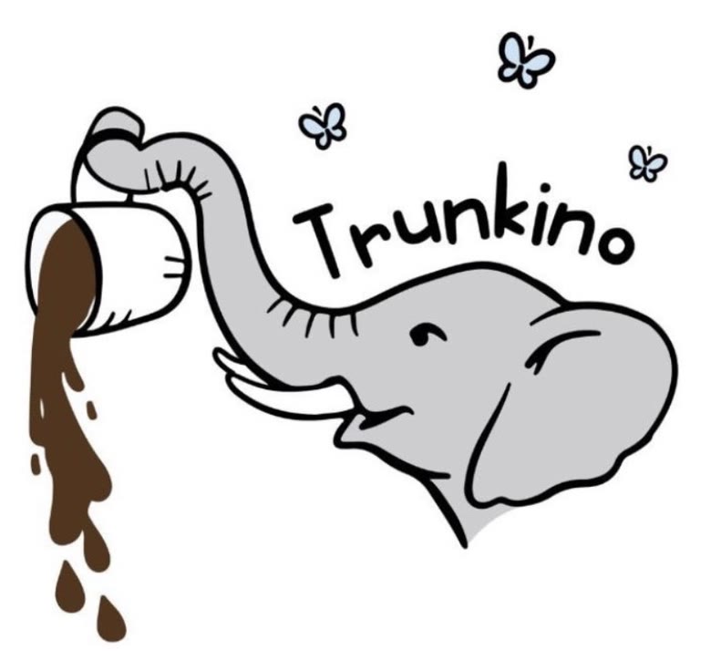 Trunkino the elephant pouring a cup of coffee with its trunk
